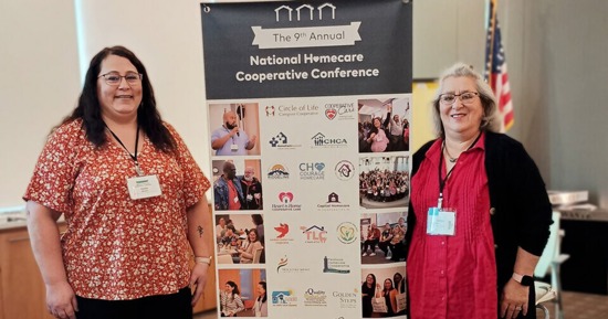 Photo courtesy Republican River Valley Homecare Catherine Bowers (left) and Linda Fitzsimmons attended the National Homecare Cooperative Conference with assistance from the Nebraska Cooperative Development Center. The two are worker-owners of Republican River Valley Homecare.